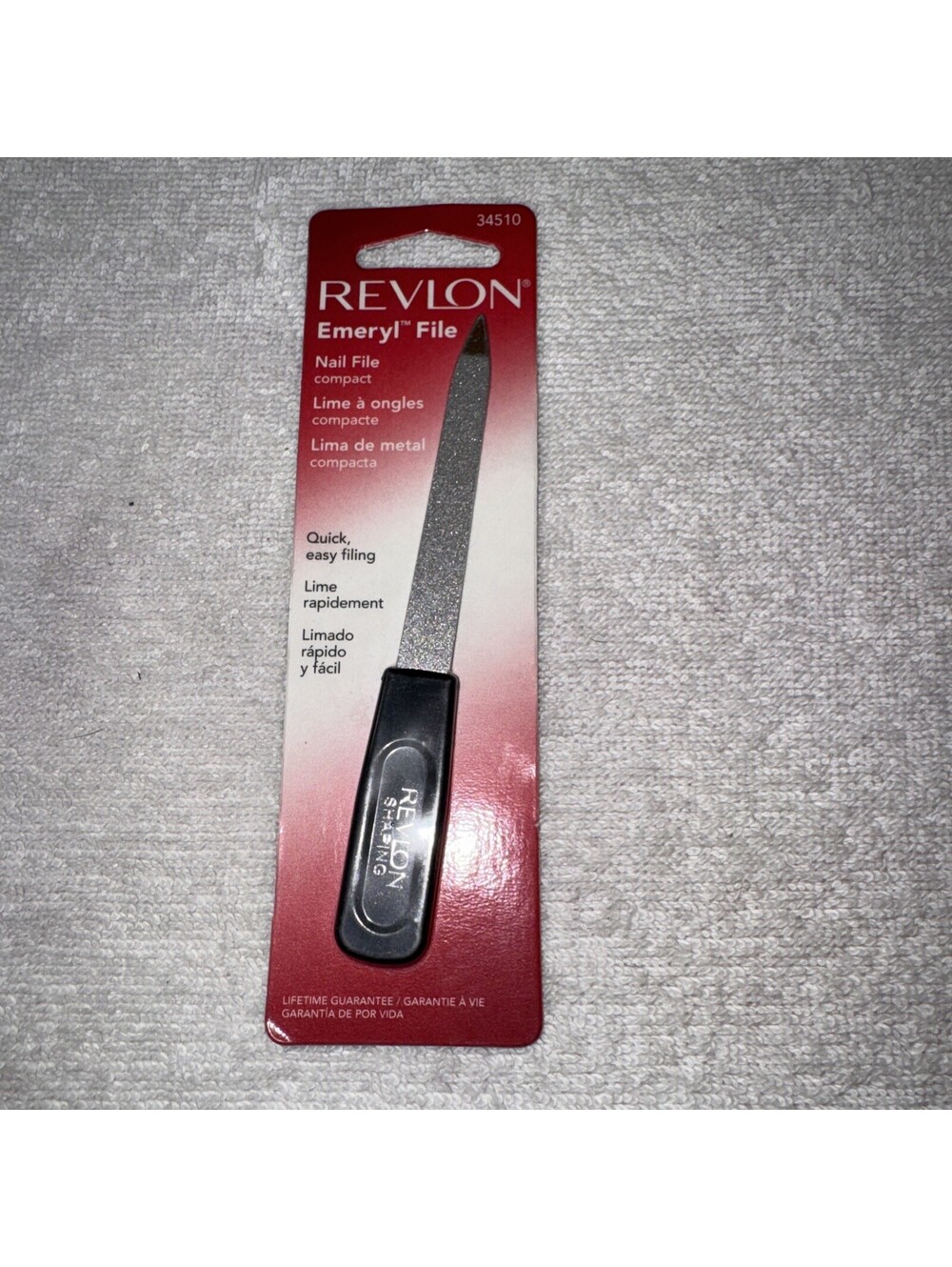 #34510 Revlon Emery Compact Nail File Dual-Sided Pointed Tip Quick Easy Filing